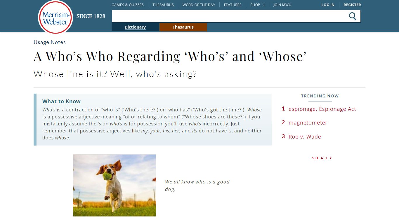 Who's vs Whose: Using Each Correctly | Merriam-Webster